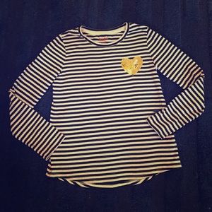 Girls Striped Heart sequin Long Sleeve